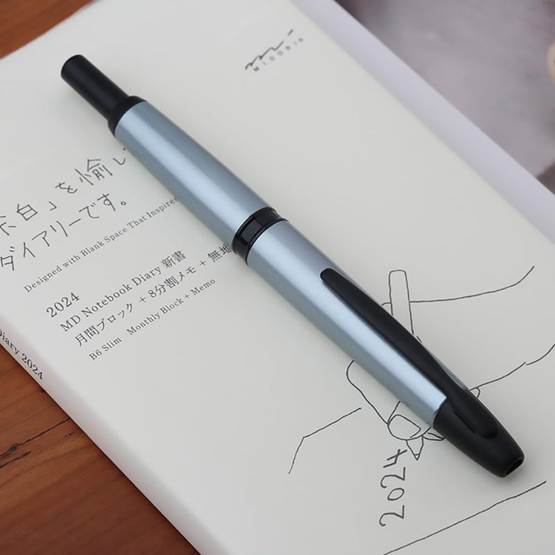 erofa Majohn A1 Press Fountain Pen Fine Nib with Box, Retractable Light Blue Metal Ink Pen with Converter Writing Set (Black Clip Version) - Image 1